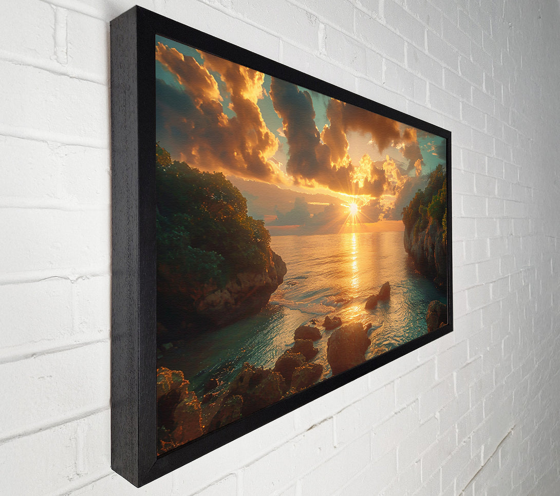  A Canvas Print of Golden Sunset Cove Canvas Wall Art
