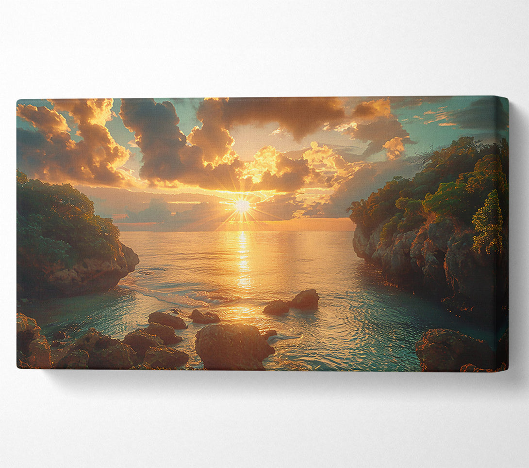  A Canvas Print of Golden Sunset Cove Canvas Wall Art