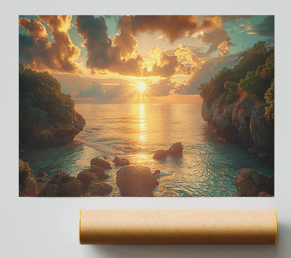 Golden Sunset Cove Giclee Print