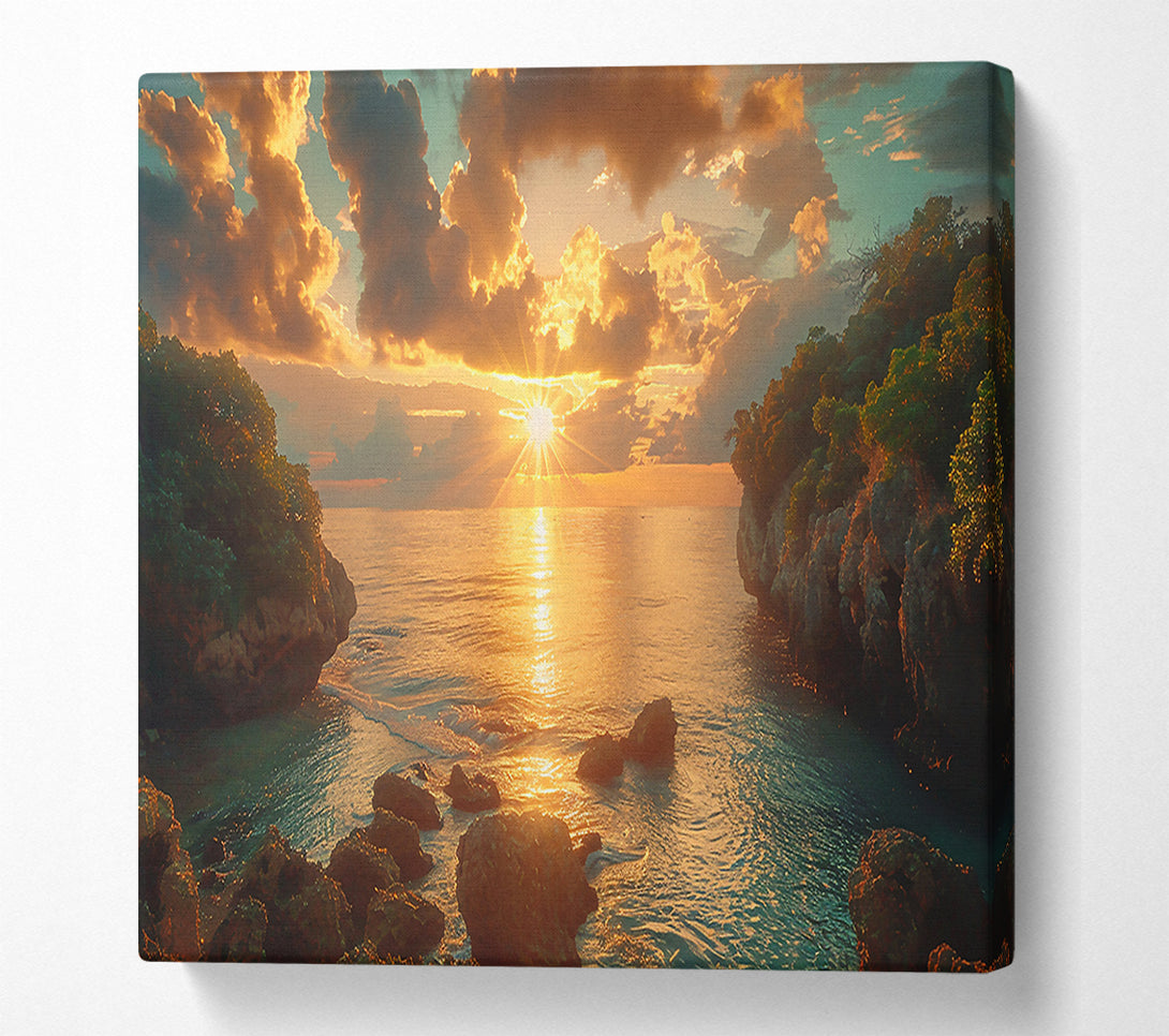  A Canvas Print of Golden Sunset Cove Canvas Wall Art