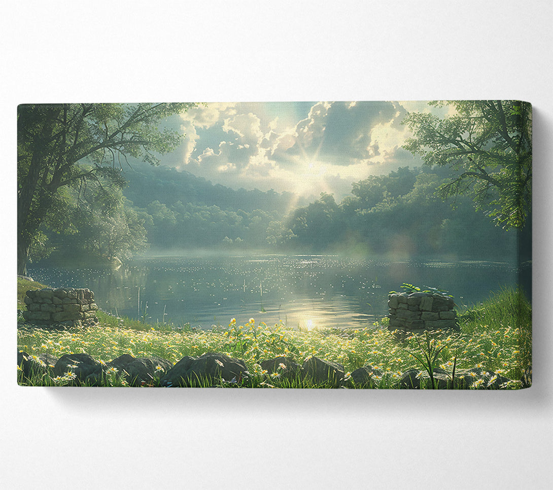  A Canvas Print of Golden Hour By The Lake. Canvas Print