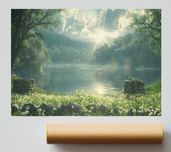 Golden Hour By The Lake. Poster
