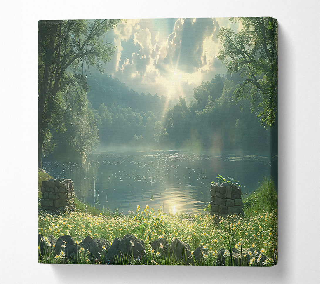  A Canvas Print of Golden Hour By The Lake. Canvas Print