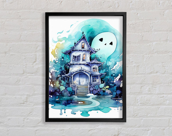 Ghost House Watercolour Framed Print