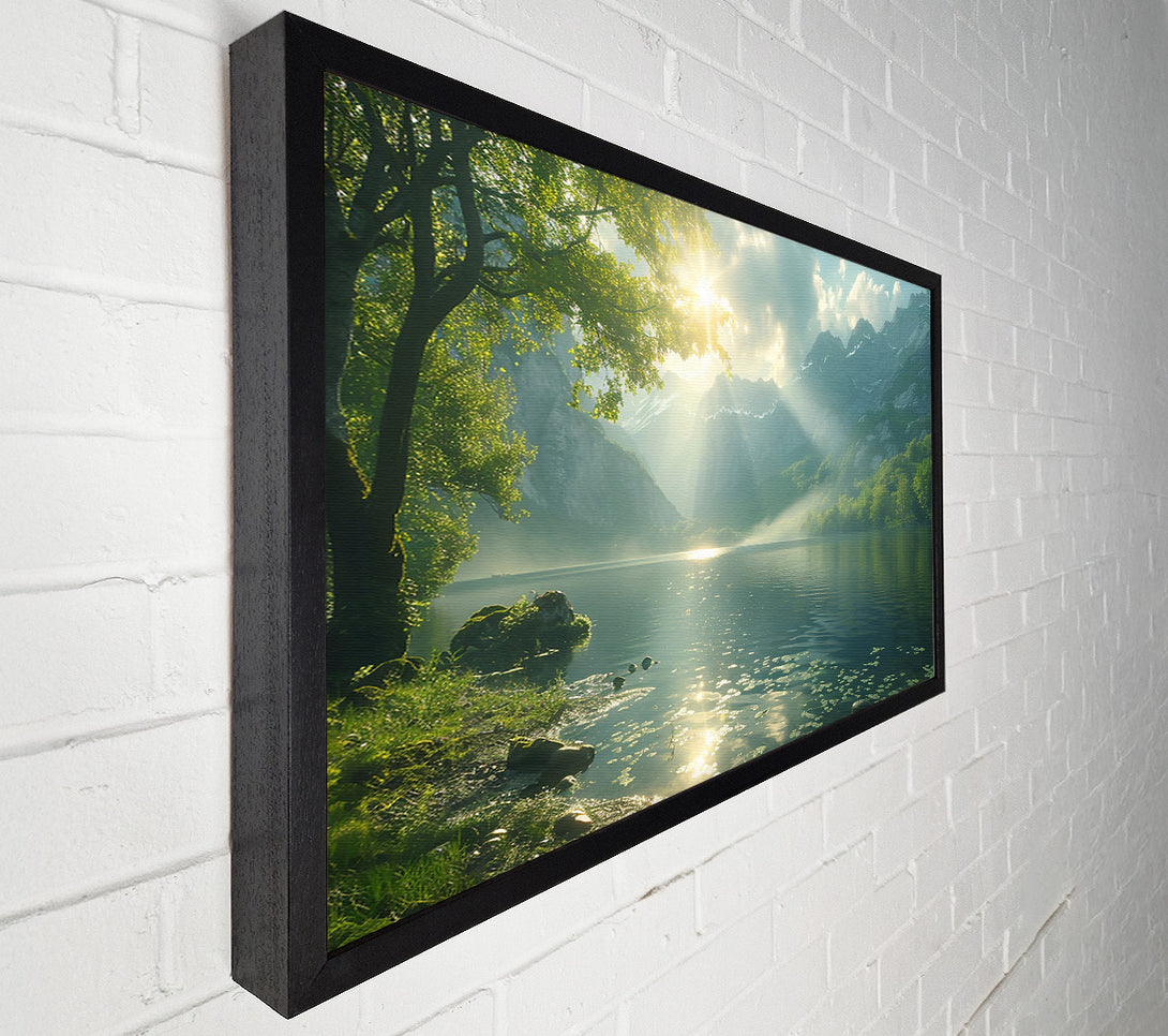  A Canvas Print of Golden Light On Teal Water Canvas Wall Art