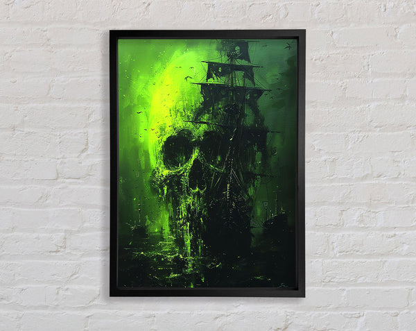 Ghostship Skull Green Framed Print
