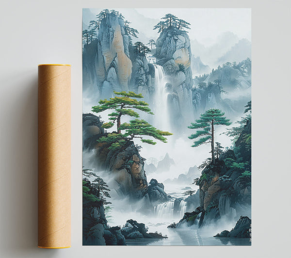 Blue Mist Waterfall Landscape Giclee Print