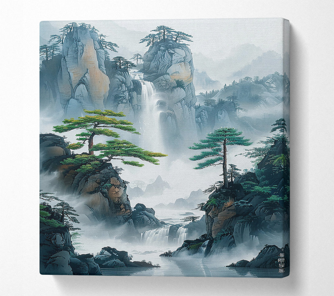  A Canvas Print of Blue Mist Waterfall Landscape Canvas Print