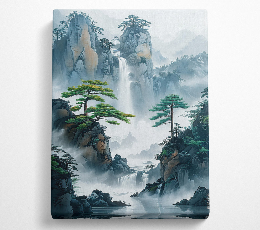  A Canvas Print of Blue Mist Waterfall Landscape Canvas Print