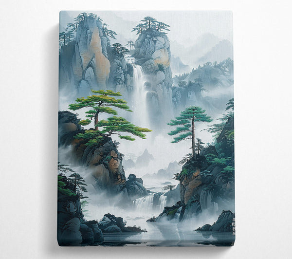  A Canvas Print of Blue Mist Waterfall Landscape Canvas Print