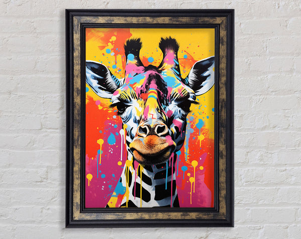 Giraffe Paint Splash Framed Print