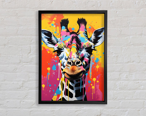 Giraffe Paint Splash Framed Print