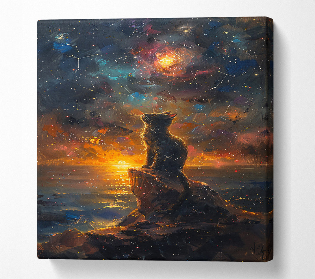  A Canvas Print of Golden Starry Night Canvas Print
