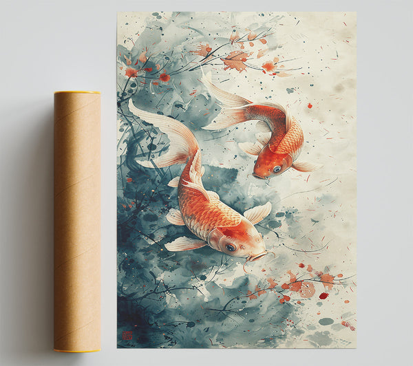 Orange Koi Dance Print