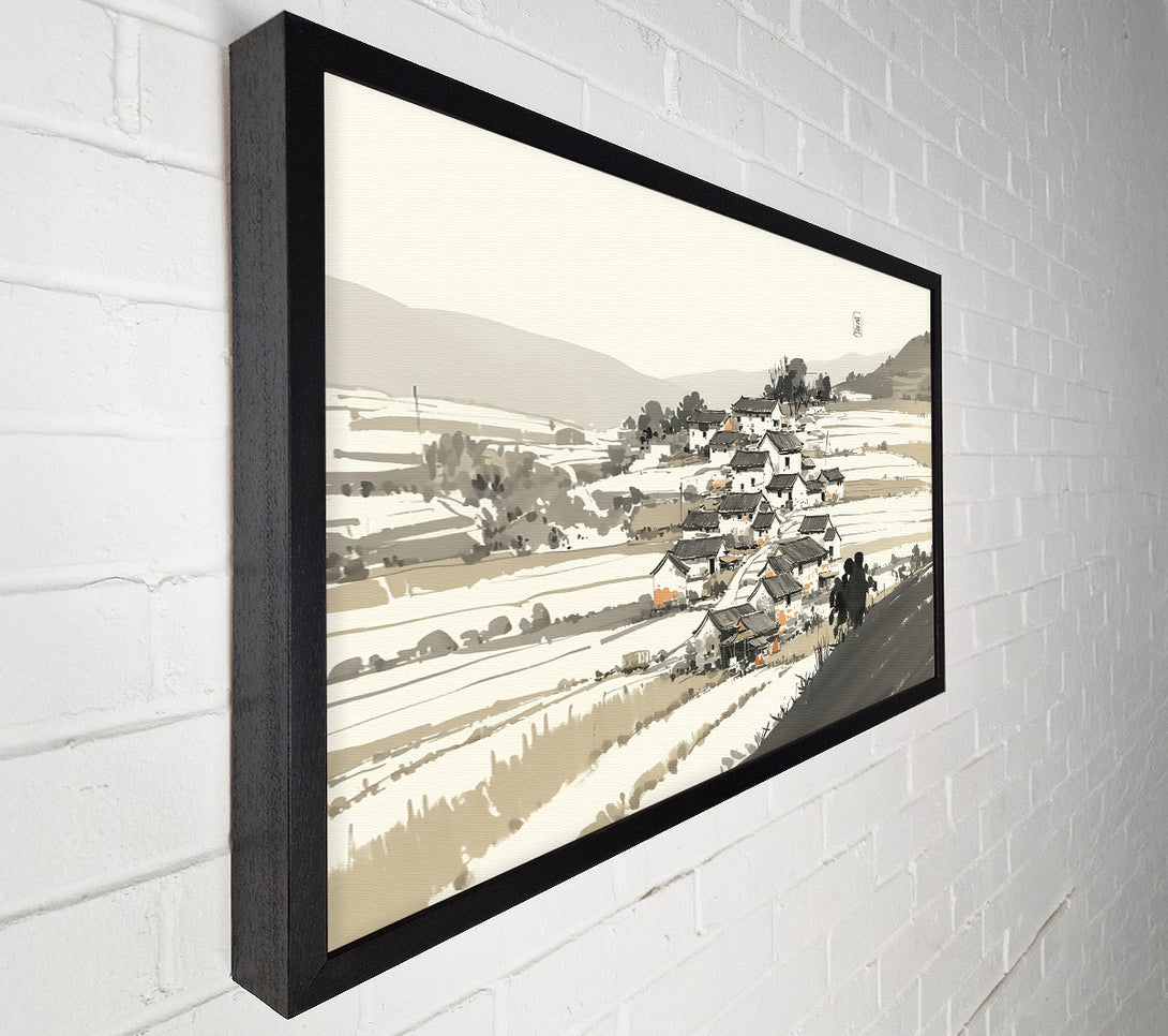  A Canvas Print of Black Ink Village Canvas Print
