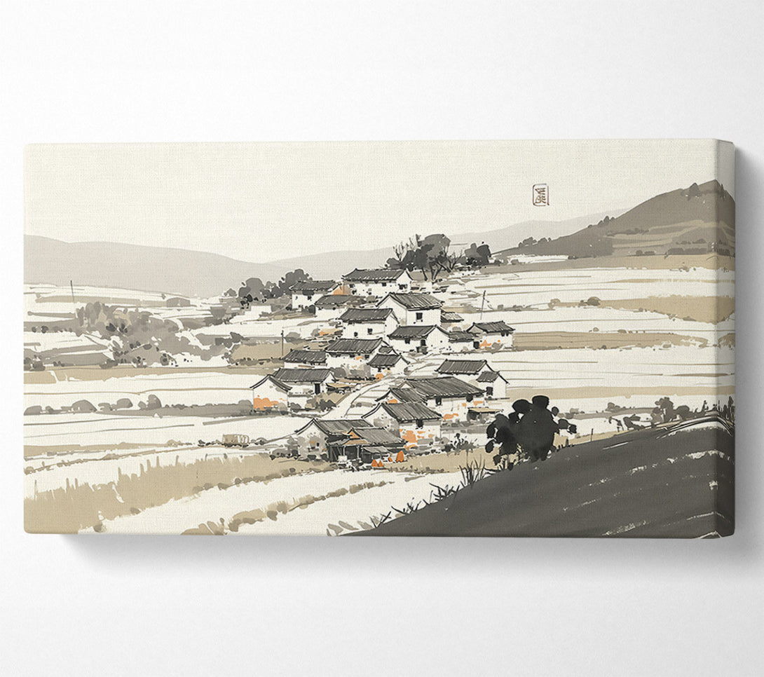  A Canvas Print of Black Ink Village Canvas Print