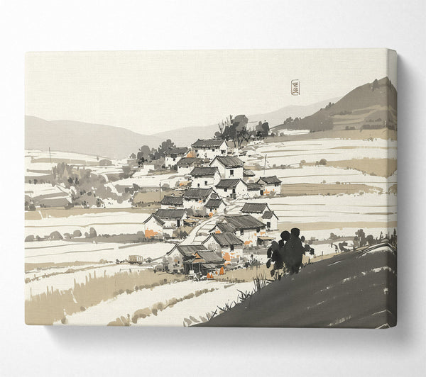  A Canvas Print of Black Ink Village Canvas Print