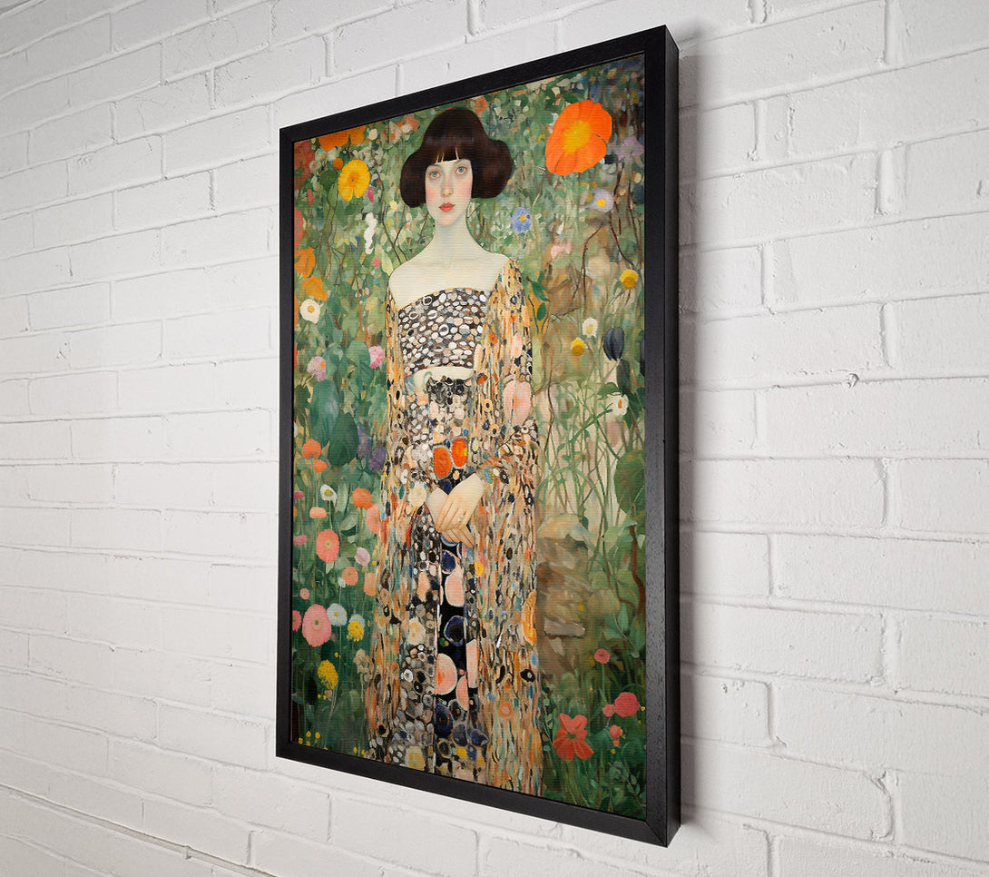  A Canvas Print of Girl In Blooming Garden Klimt Style Canvas Wall Art