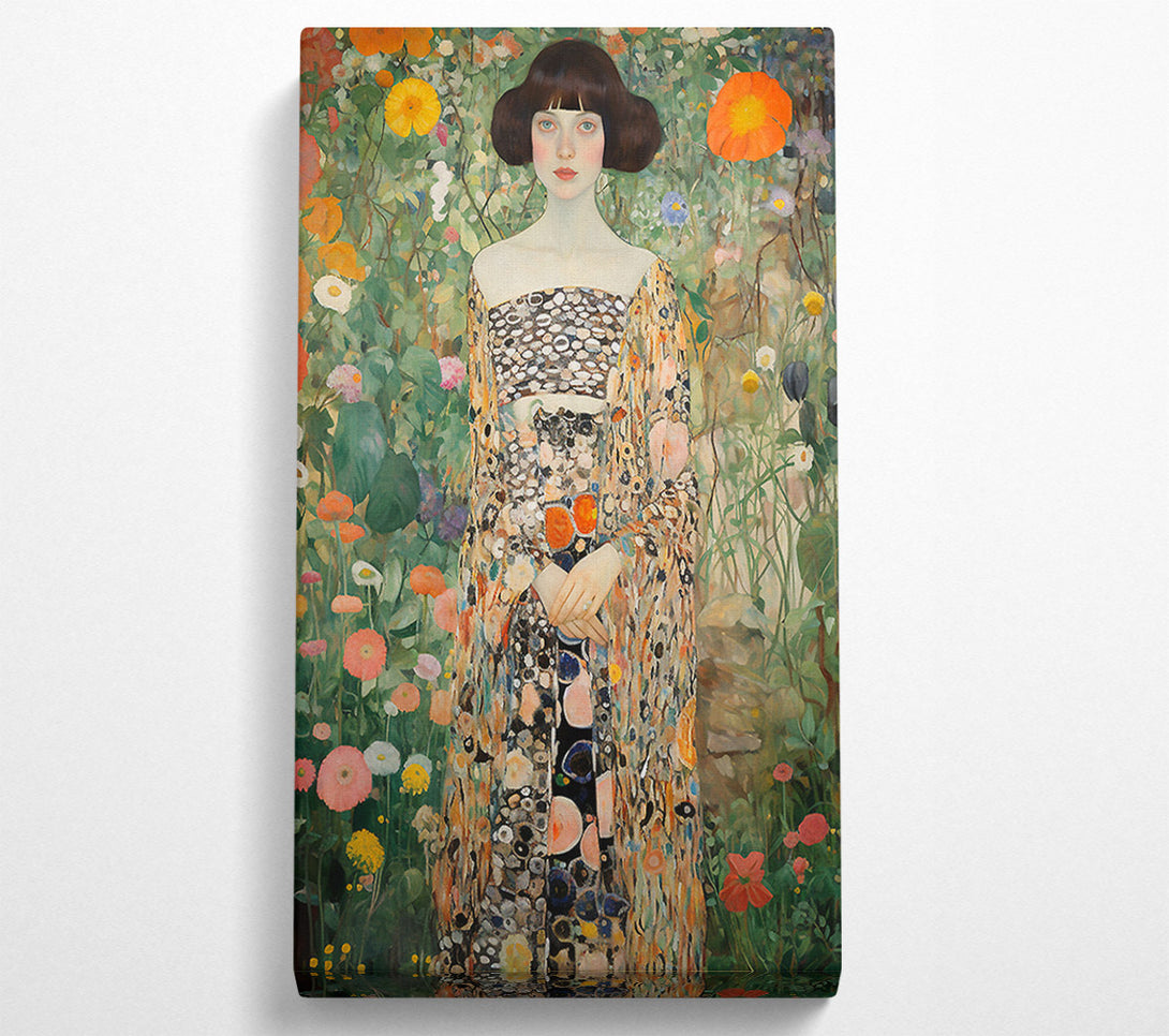  A Canvas Print of Girl In Blooming Garden Klimt Style Canvas Wall Art