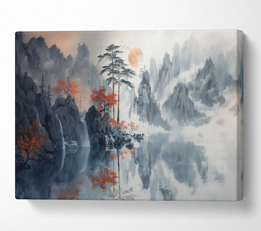  A Canvas Print of Orange Moon Reflection Canvas Wall Art