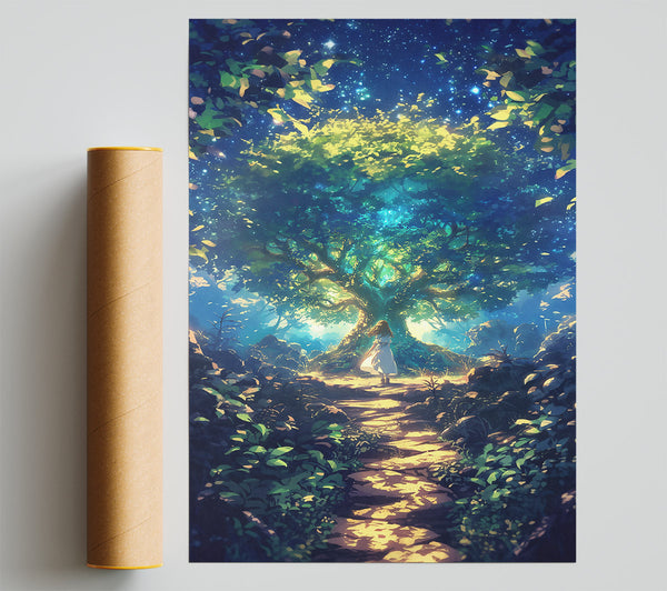 Blue Starlit Grove Print
