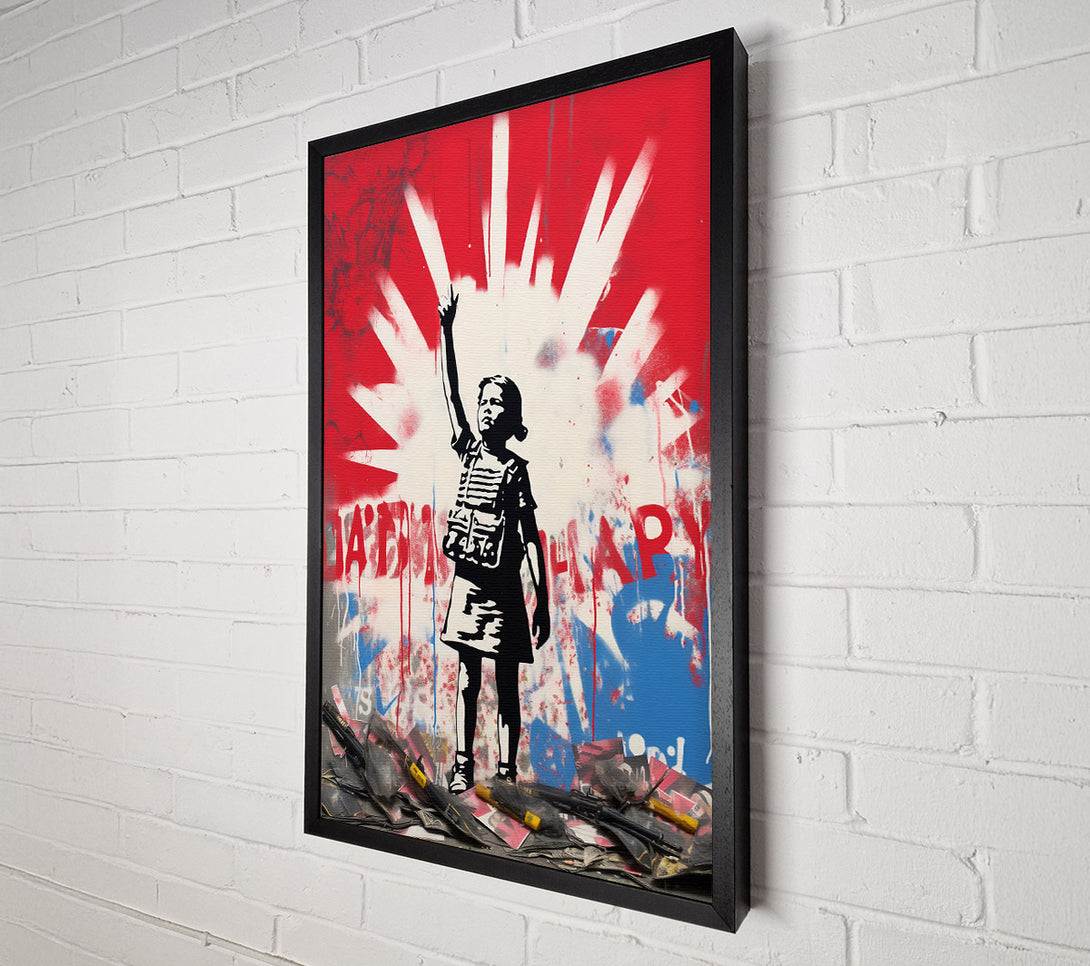  A Canvas Print of Girl Pointing Graffiti Canvas Art