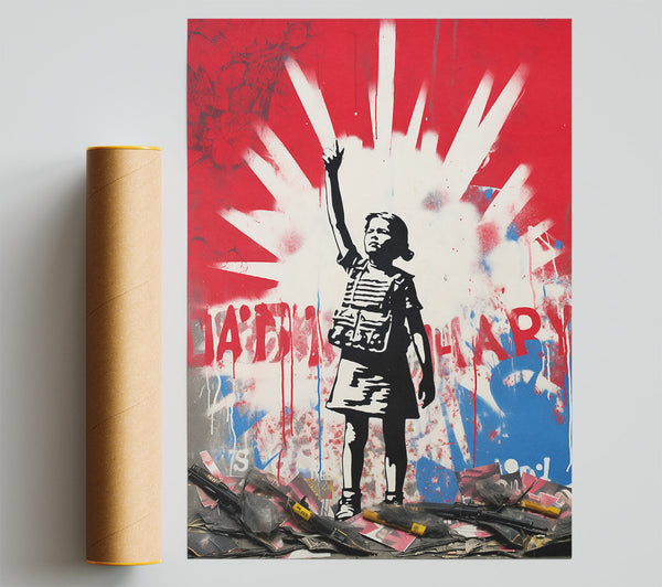 Girl Pointing Graffiti Giclee Print