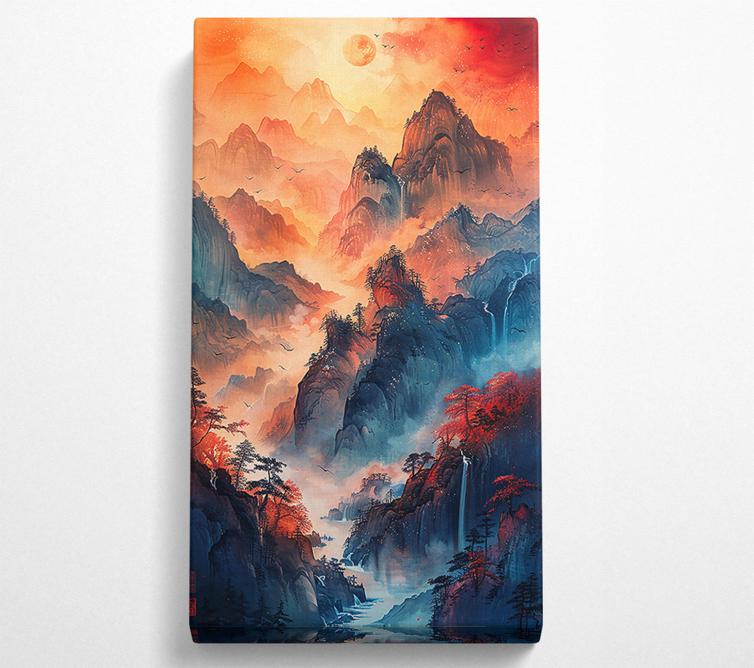  A Canvas Print of Crimson Mountain Valley Canvas Print