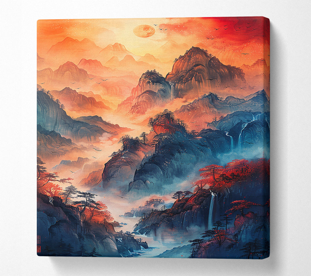  A Canvas Print of Crimson Mountain Valley Canvas Print