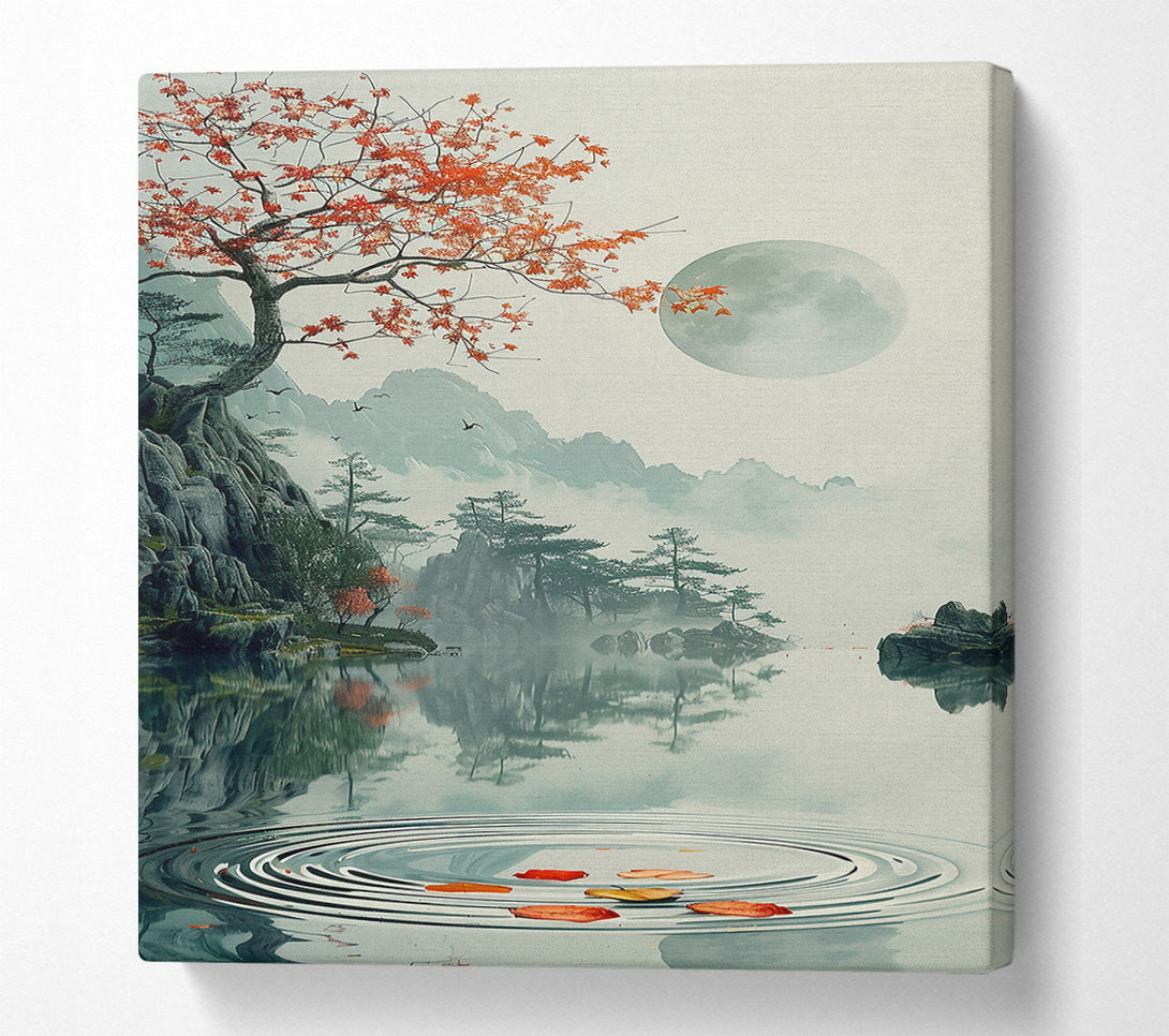  A Canvas Print of Crimson Moon'S Reflection Canvas Art