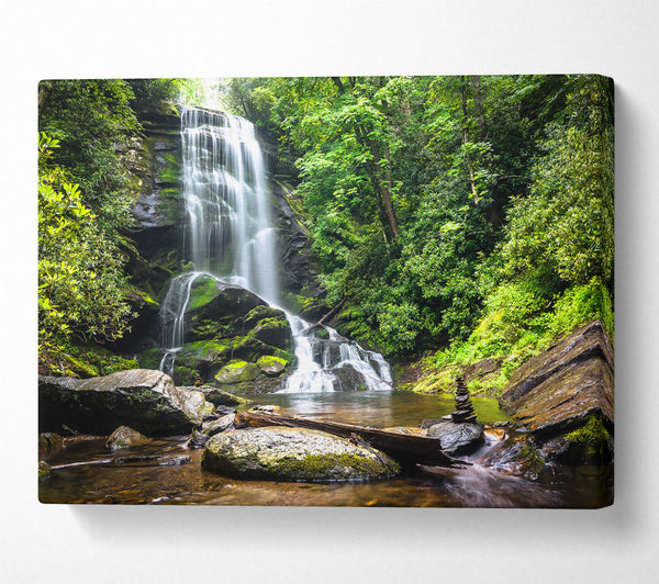  A Canvas Print of Green Waterfall Serene Canvas Art