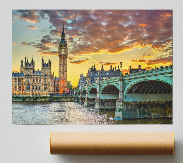 Green Hues Of London Poster