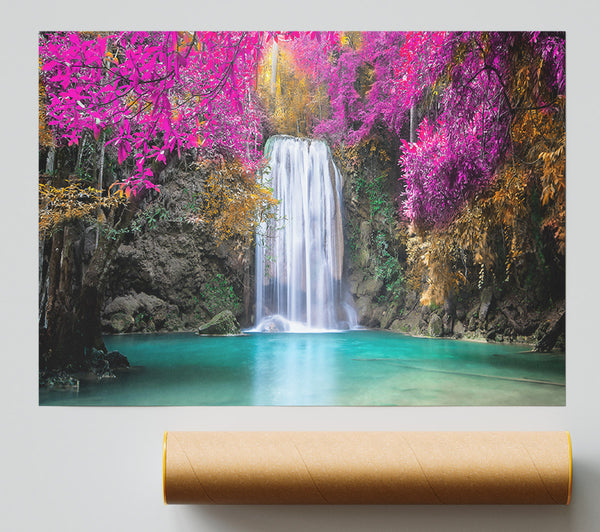 Pink Waterfall Dreamscape Poster
