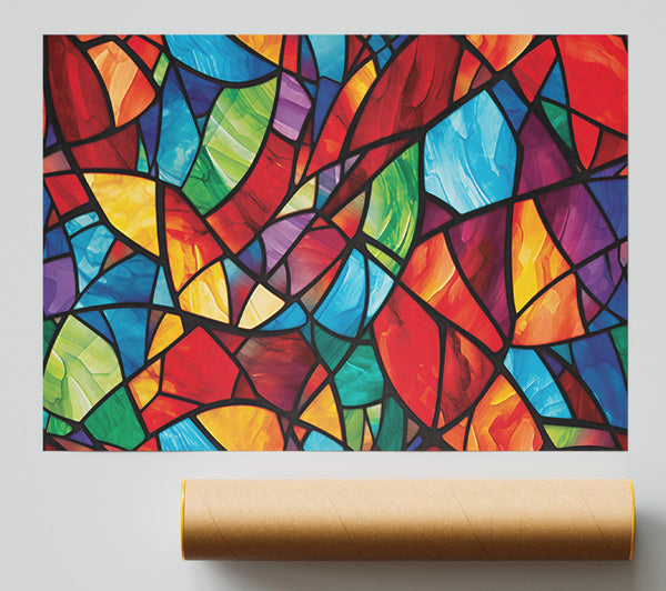 Crimson Stained Glass Poster