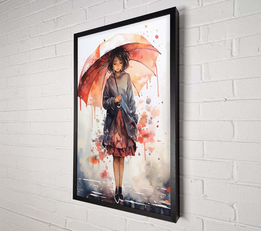 A Canvas Print of Girl Umbrella Rain Canvas Print