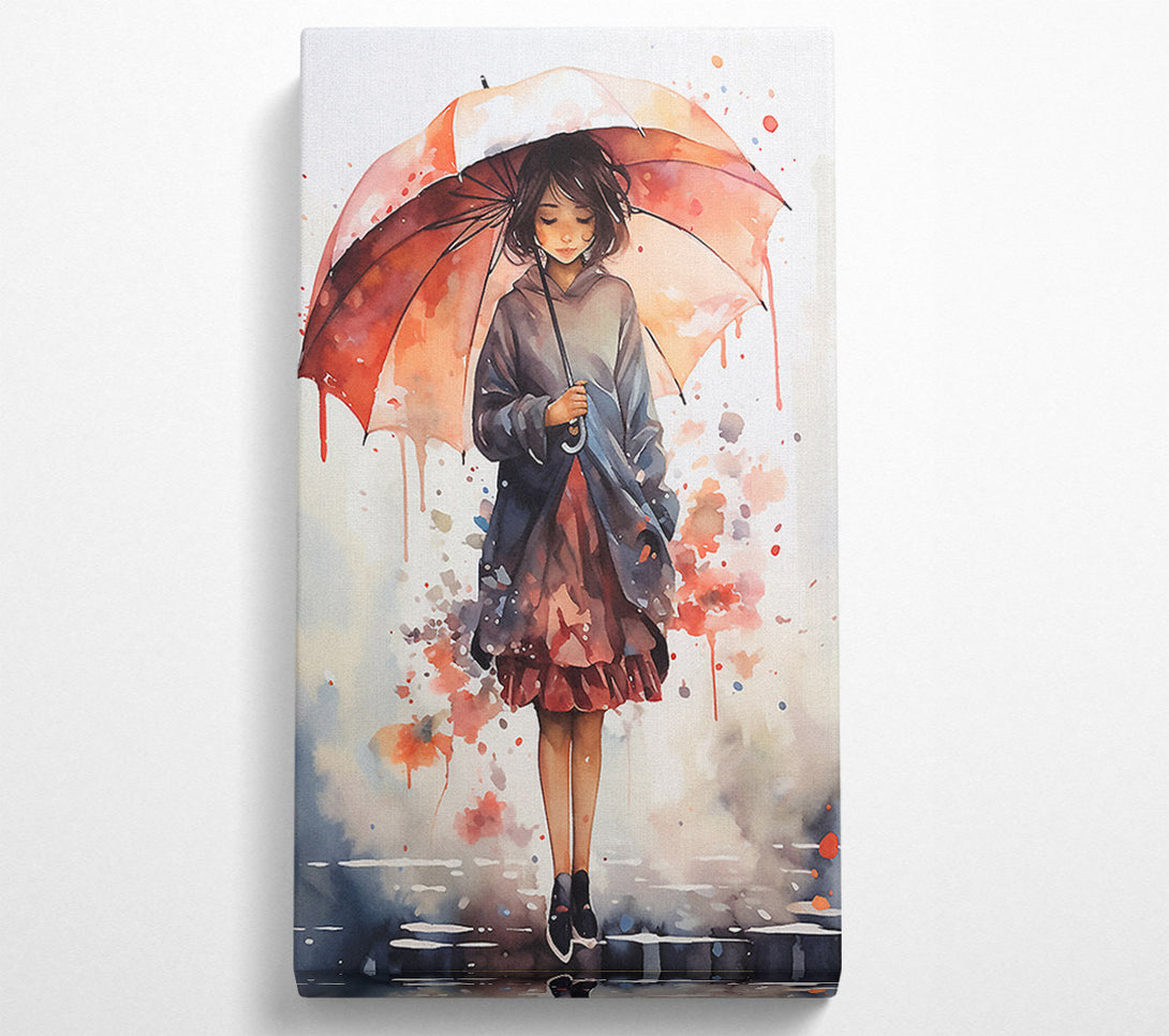  A Canvas Print of Girl Umbrella Rain Canvas Print