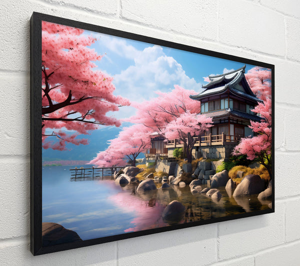 Pink Blossoms By The Lake