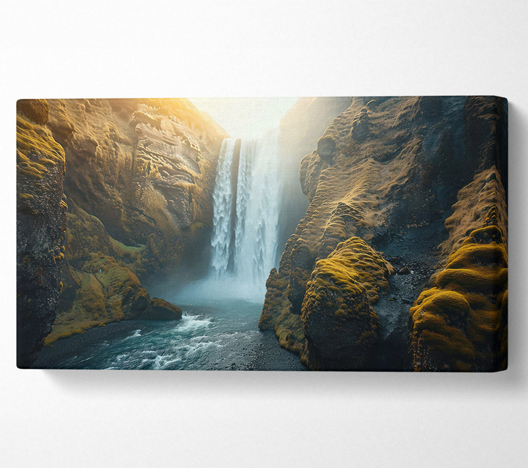  A Canvas Print of Golden Waterfall Mist Canvas Print