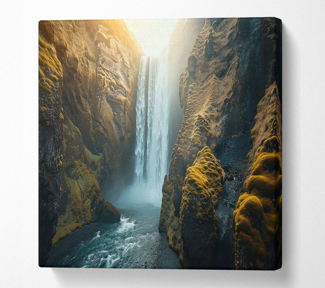  A Canvas Print of Golden Waterfall Mist Canvas Print