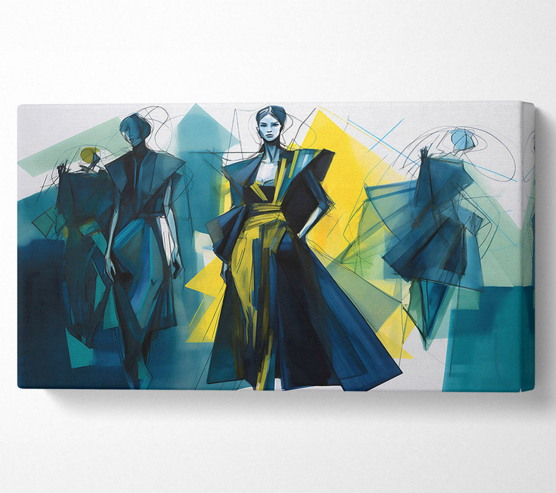  A Canvas Print of Azure Fashion Sketches Canvas Wall Art