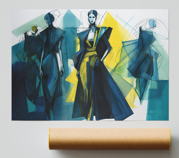 Azure Fashion Sketches Giclee Print
