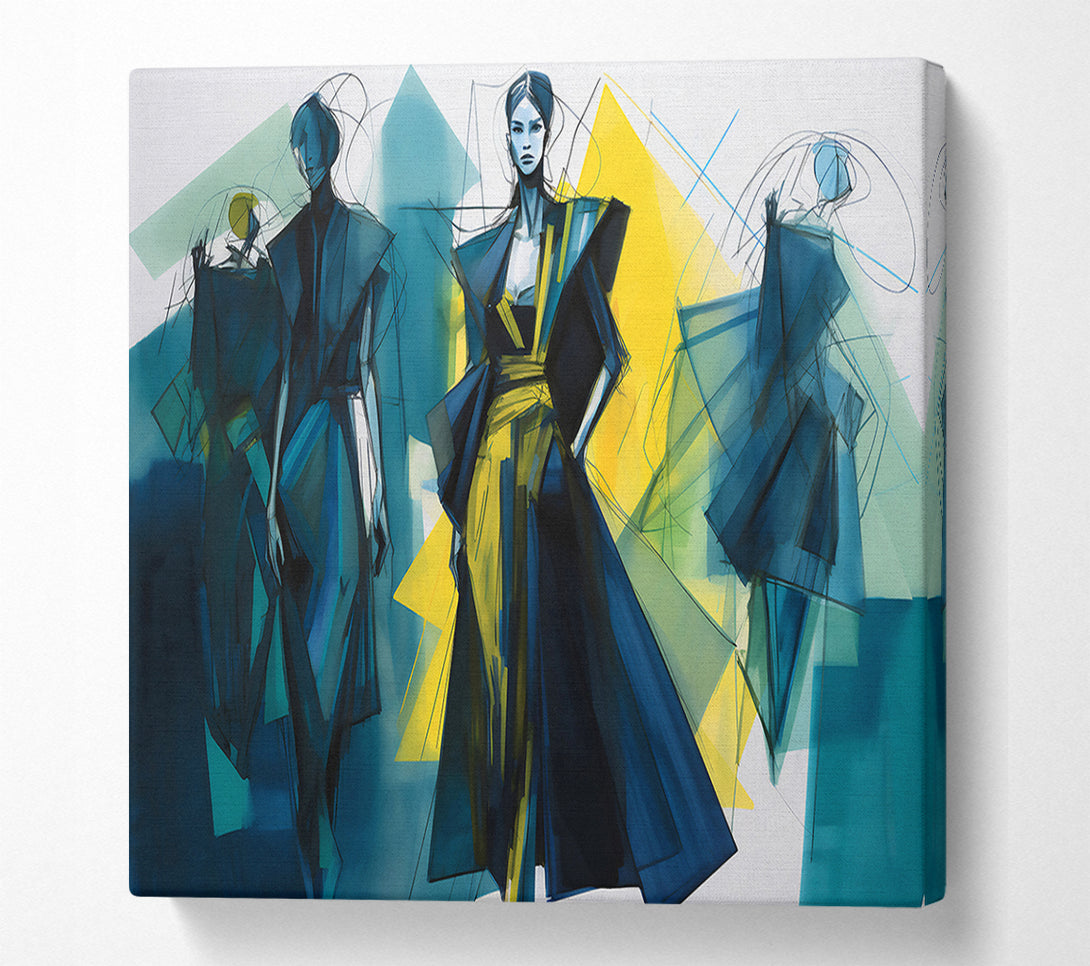  A Canvas Print of Azure Fashion Sketches Canvas Wall Art