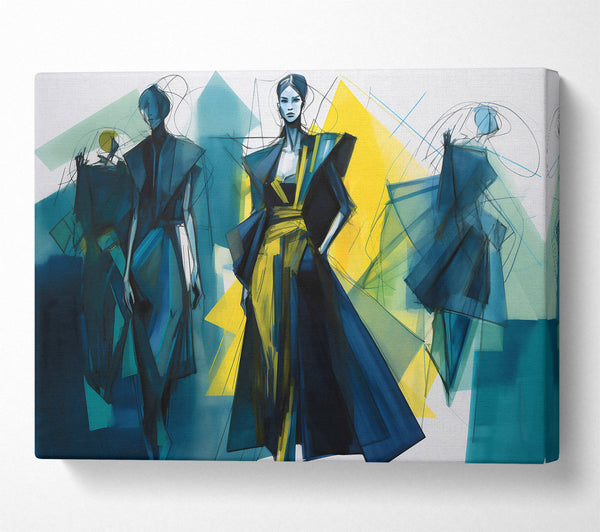  A Canvas Print of Azure Fashion Sketches Canvas Wall Art