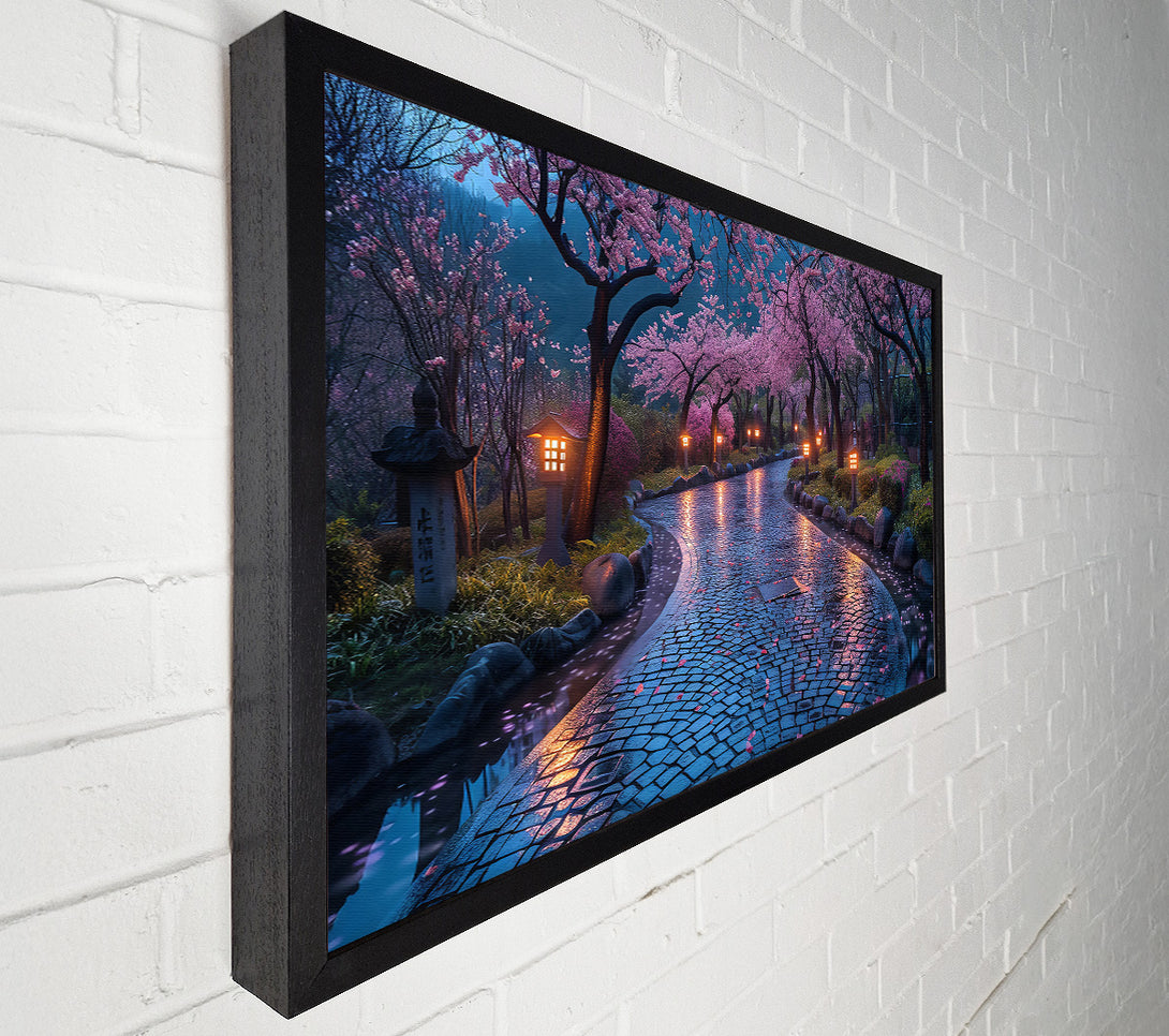  A Canvas Print of Blue Path Of Sakura Canvas Art