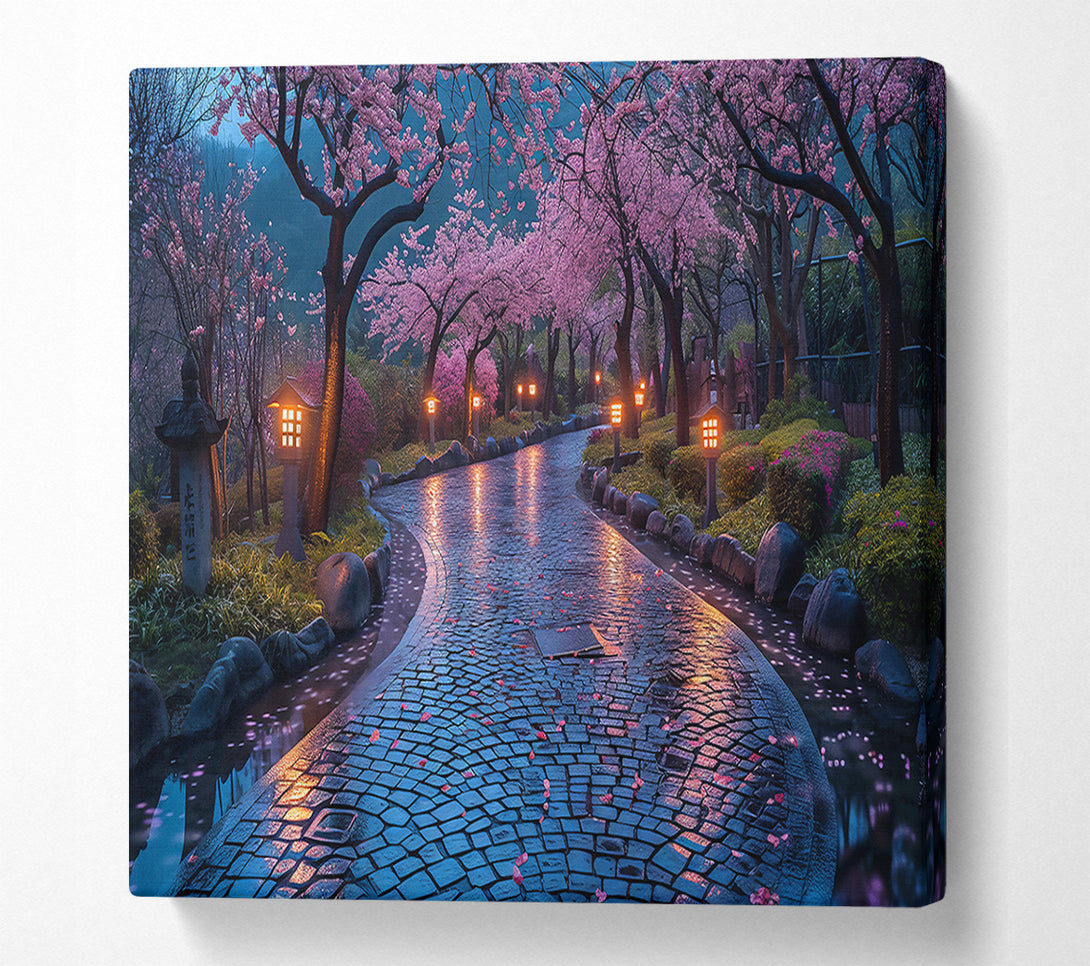  A Canvas Print of Blue Path Of Sakura Canvas Art