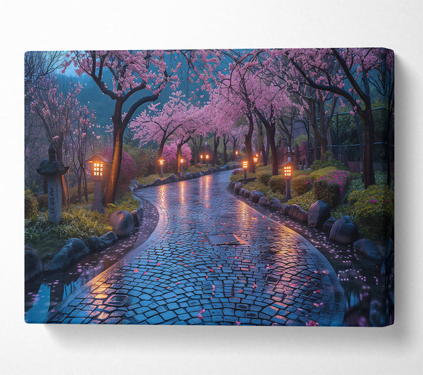  A Canvas Print of Blue Path Of Sakura Canvas Art