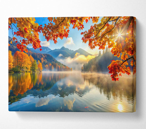  A Canvas Print of Golden Autumn Reflections Canvas Wall Art