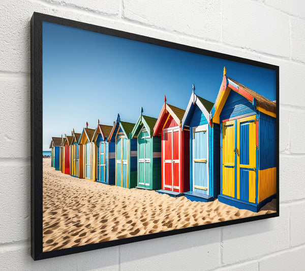 Blue And Yellow Beach Huts