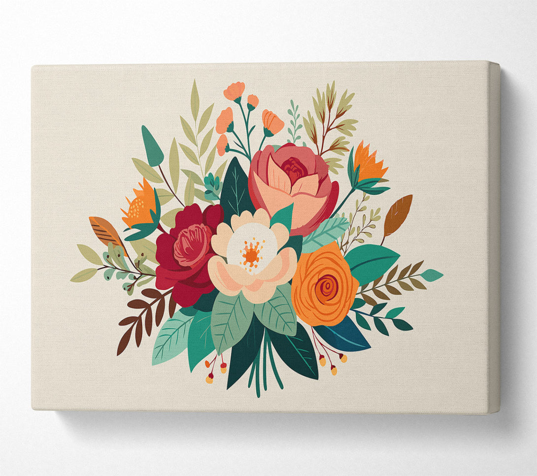  A Canvas Print of Crimson Floral Bouquet Canvas Print