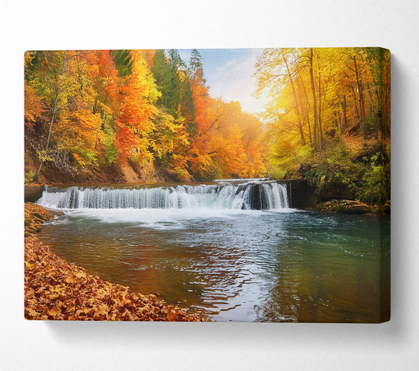  A Canvas Print of Golden Waterfall Dreams Canvas Print